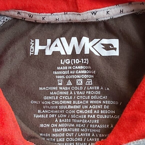 TONY Hawk Boys Large (10-12) Long Sleeved Grey/Army Green Dinosaur Shirt Hoodie - Picture 4 of 6